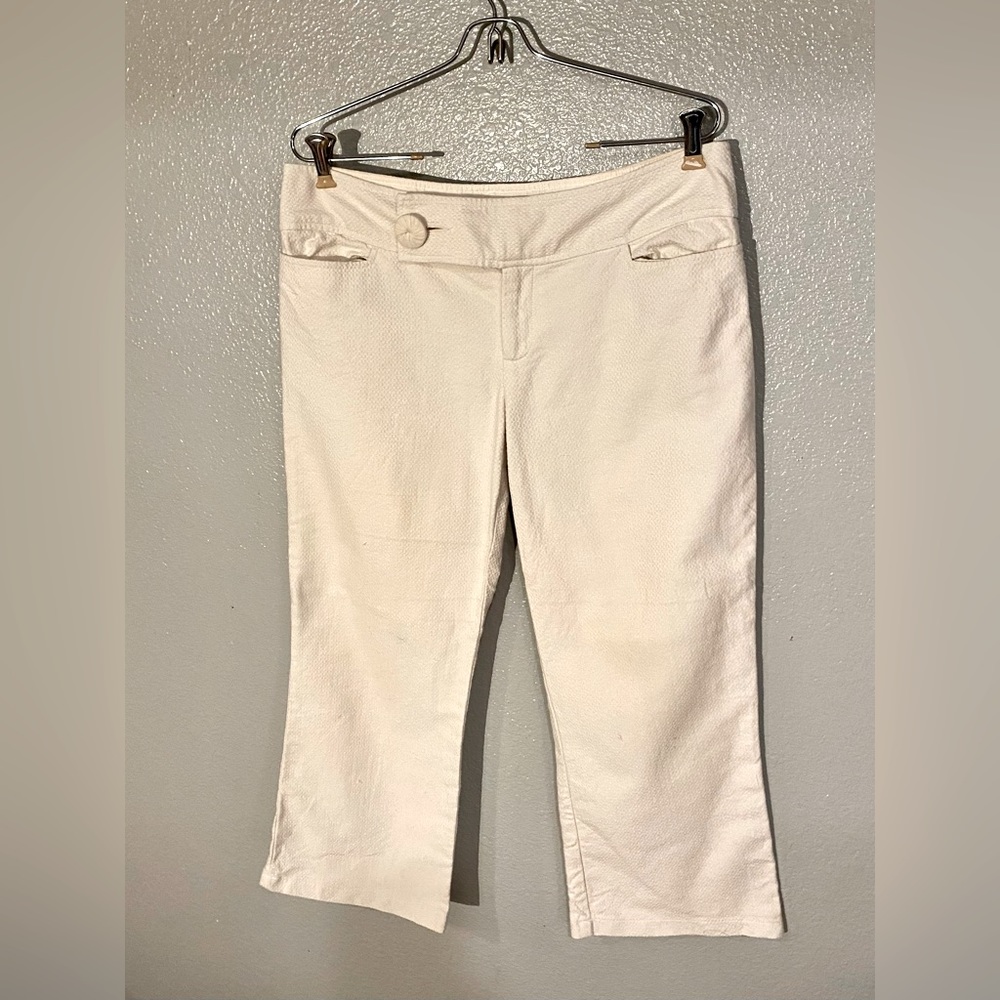 Anthropologie Cropped Pea Button Slacks